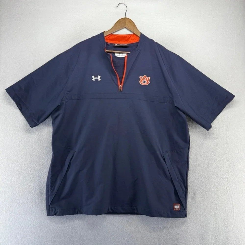 Auburn Tigers Windbreaker jacket Men's 2XL Blue Quarter Zip Pullover Team Player